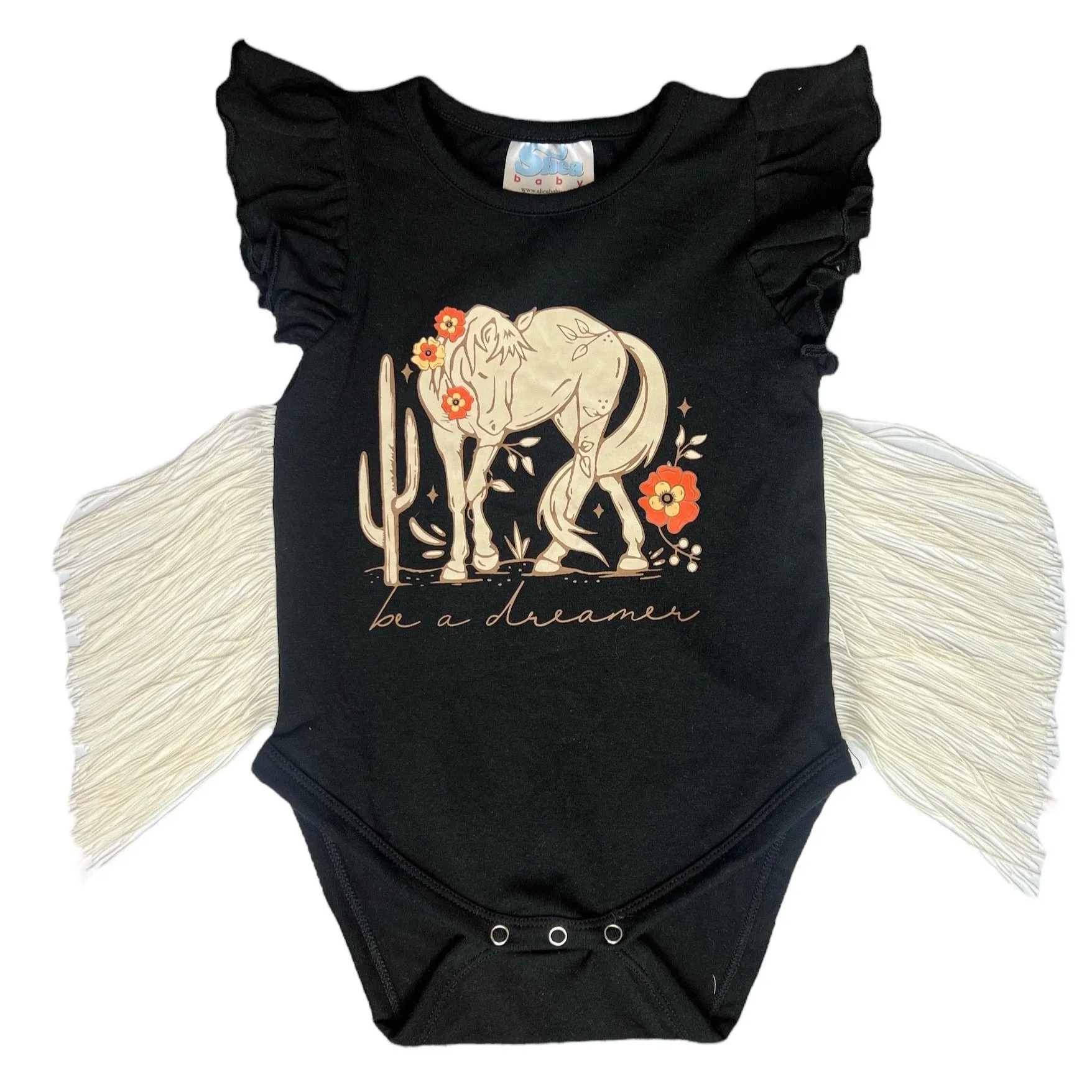 Black Be A Dreamer Fringe Onesie Baby (0-18M)