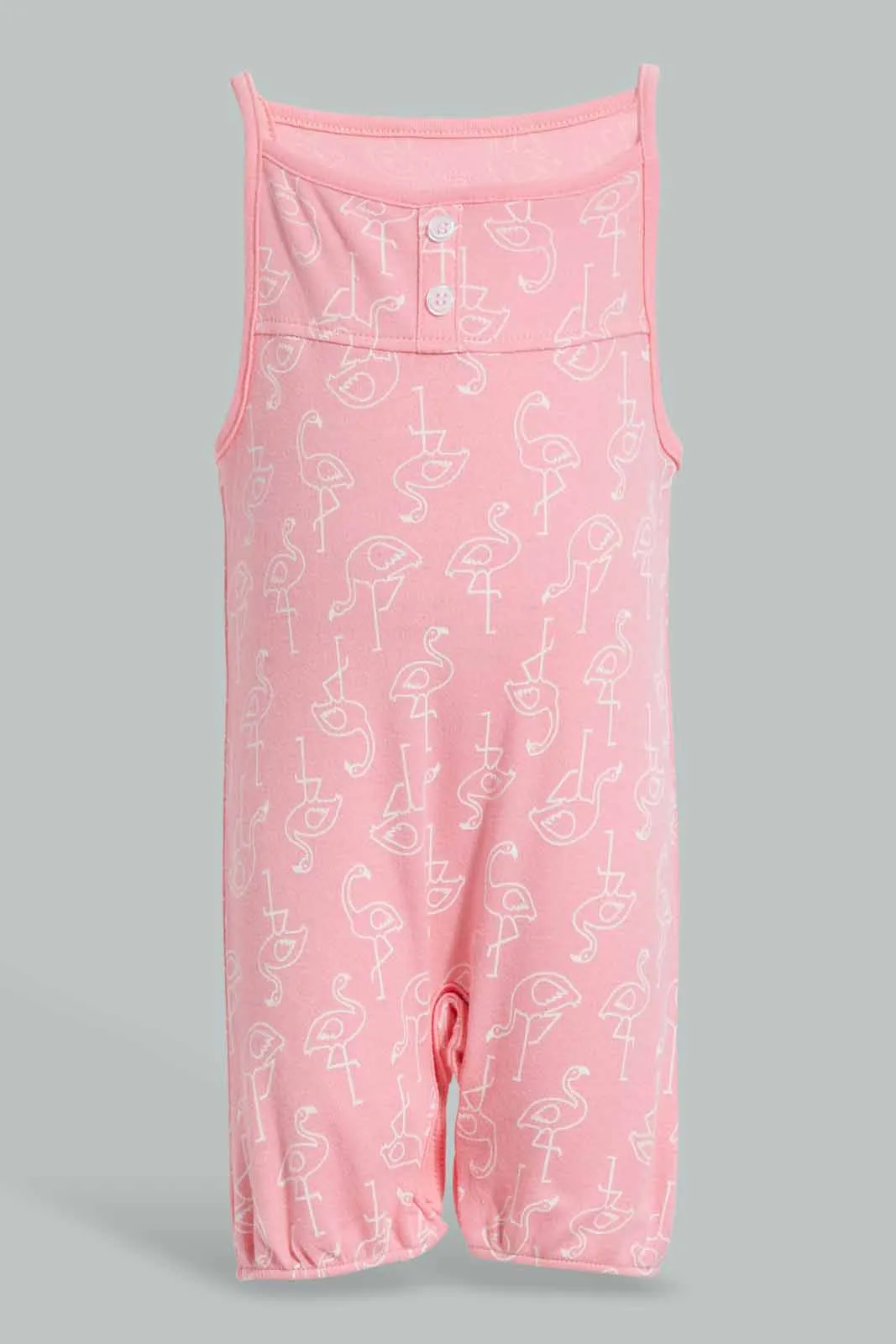 Blue And Pink Striped and Printed Romper Set (2 Piece)