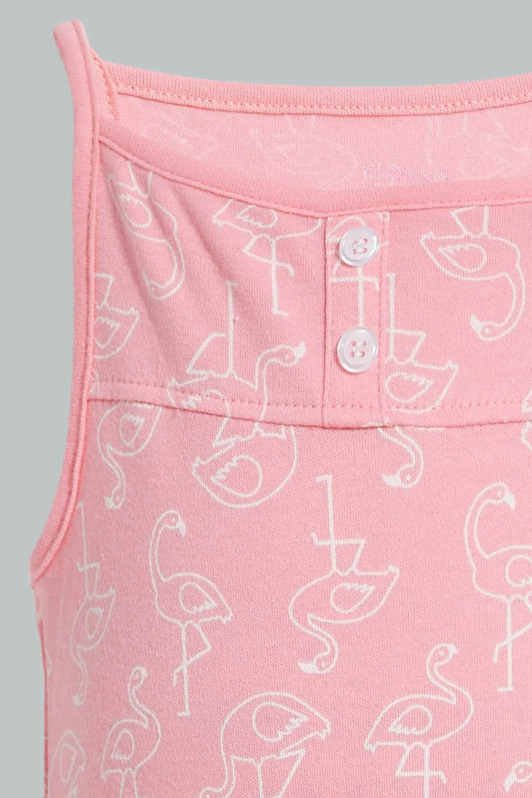 Blue And Pink Striped and Printed Romper Set (2 Piece)