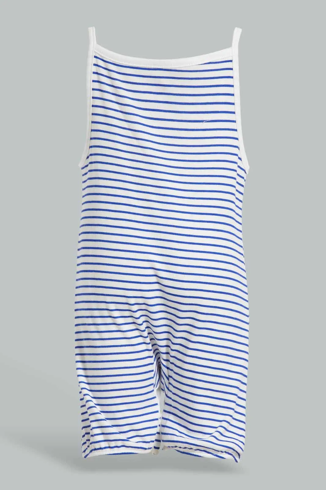 Blue And Pink Striped and Printed Romper Set (2 Piece)