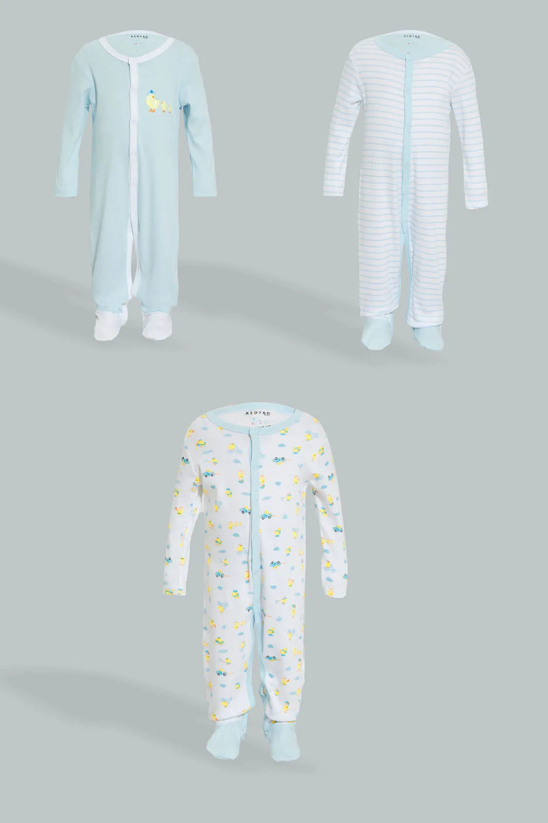 Blue/White Printed Sleepsuit Set (3 Piece)