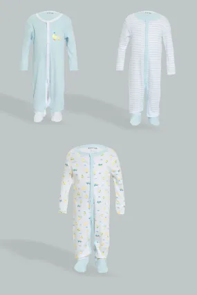 Blue/White Printed Sleepsuit Set (3 Piece)