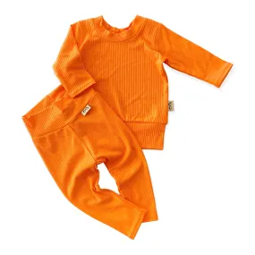 Bright Orange Ribbed Lounge Set