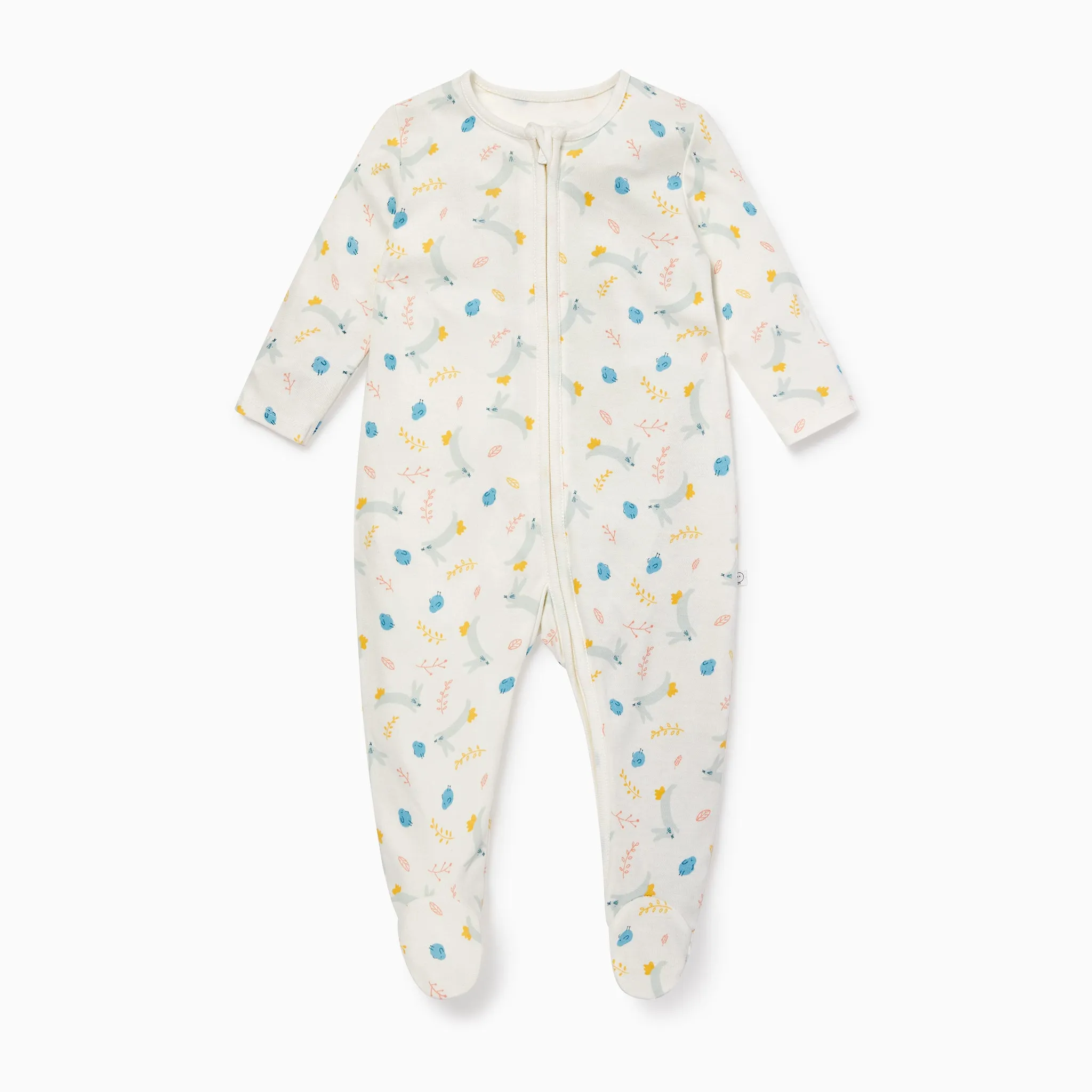 Bunny Print Zip-Up Sleepsuit