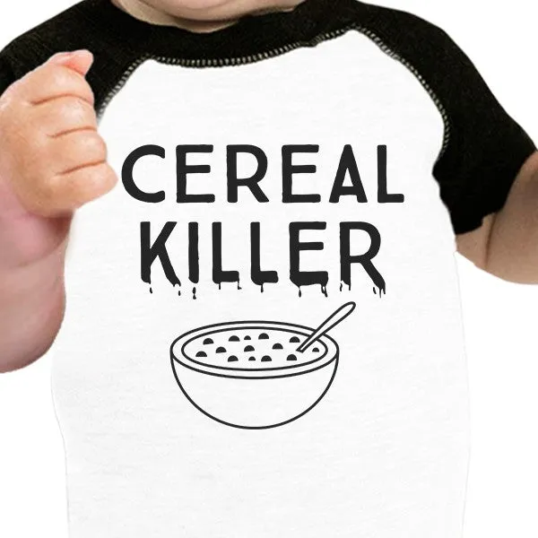 Cereal Killer Baby Black And White Baseball Shirt