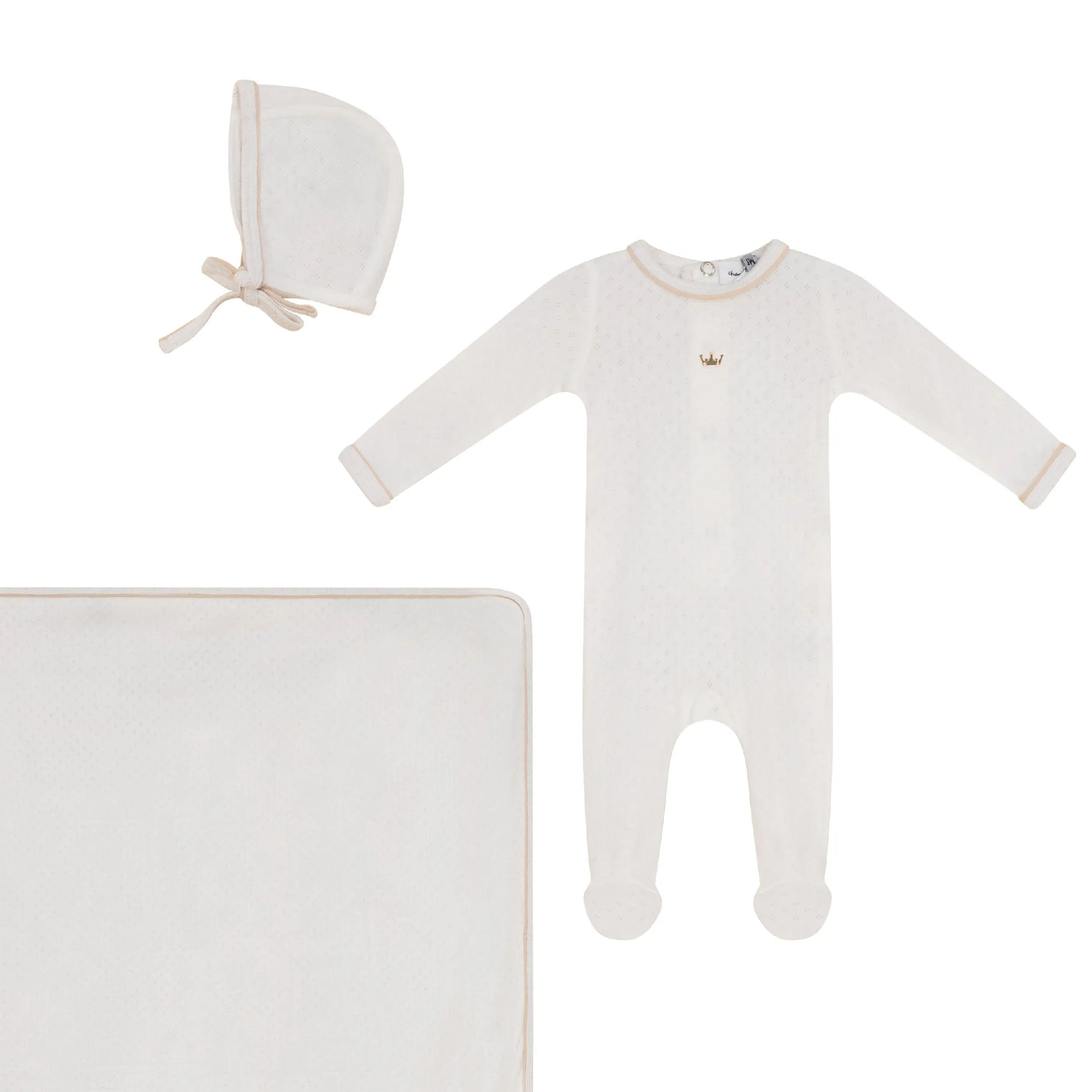 Charlotte & George Off White Piping Layette Set