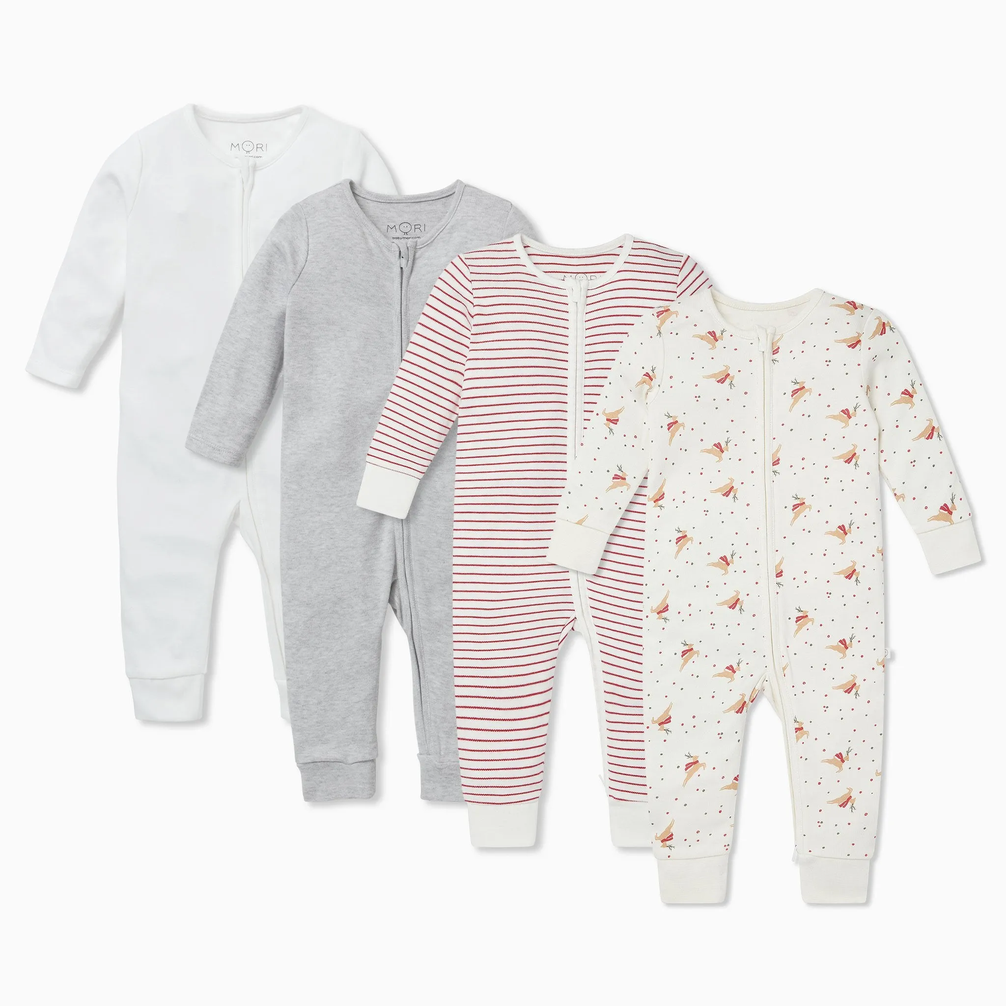 Christmas Zip Sleepsuit 4 Pack
