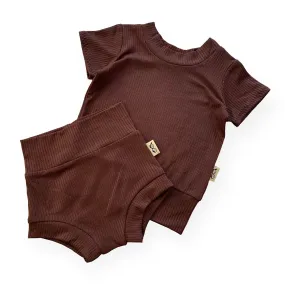 Cocoa Ribbed Summer Lounge Set