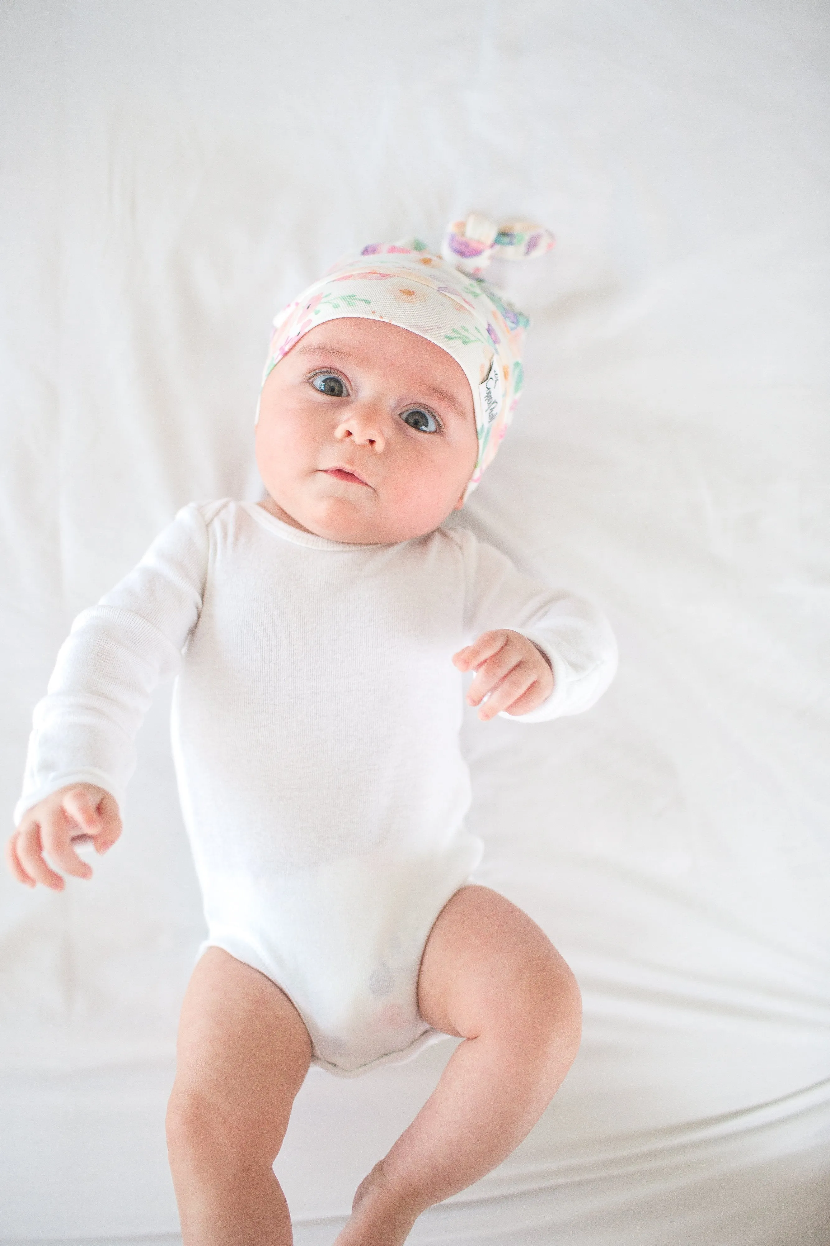 Copper Pearl Newborn Top Knot Hat - Bloom