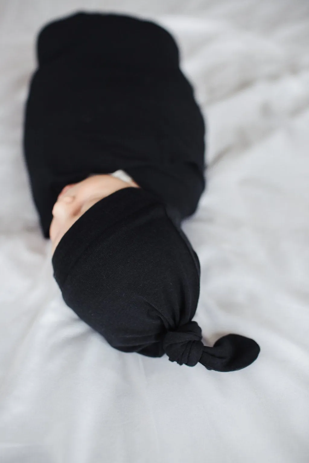 Copper Pearl Newborn Top Knot Hat - Midnight