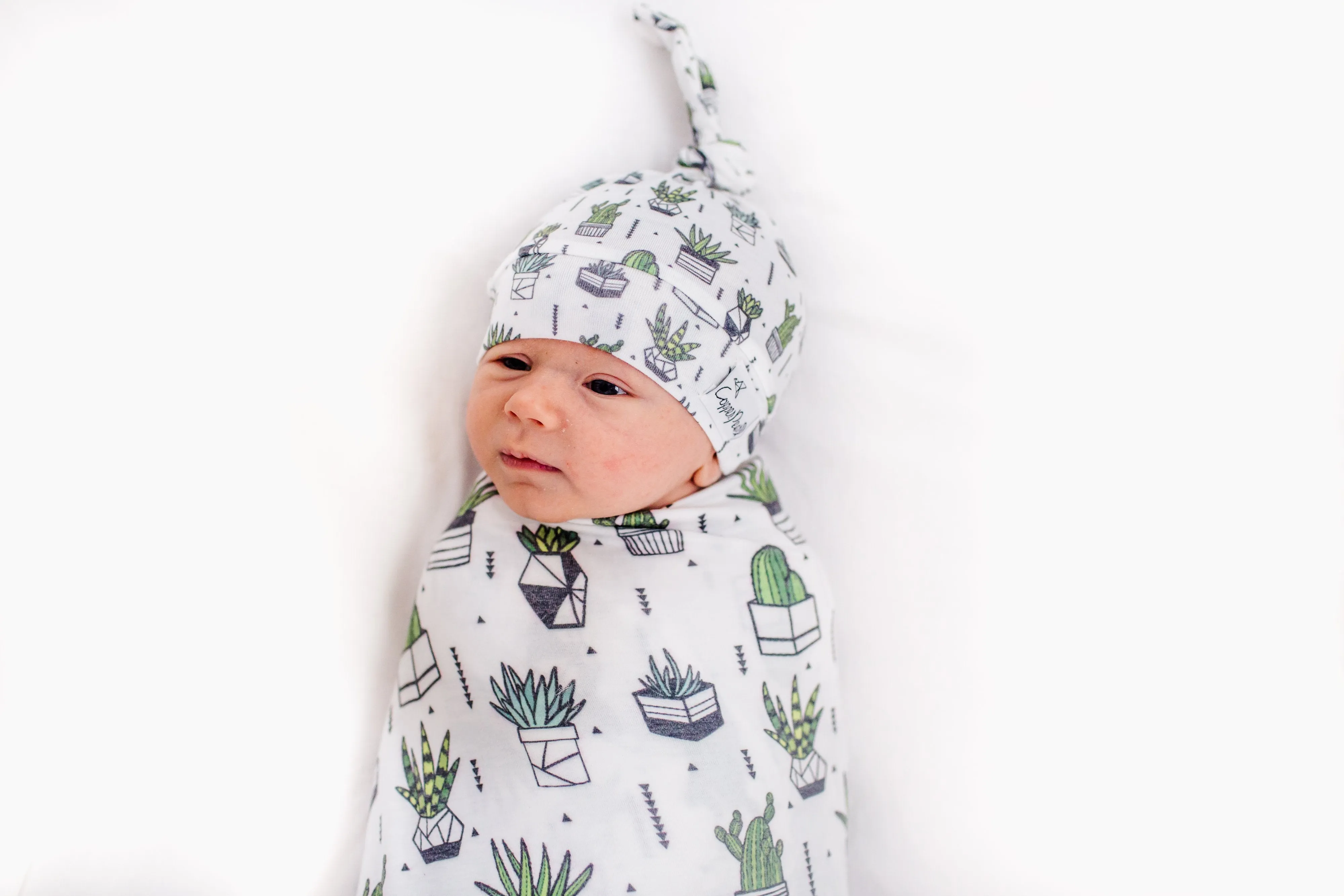 Copper Pearl Newborn Top Knot Hat - Shiloh