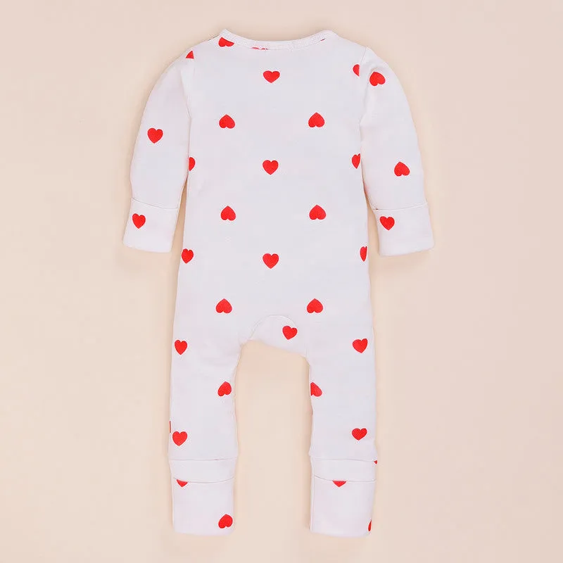 Cotton Zipsuit | Single Jersey | White & Red