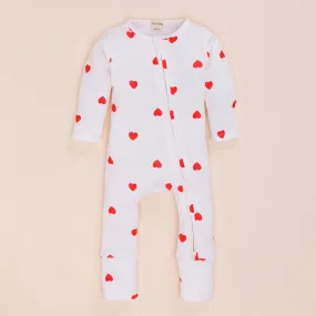 Cotton Zipsuit | Single Jersey | White & Red