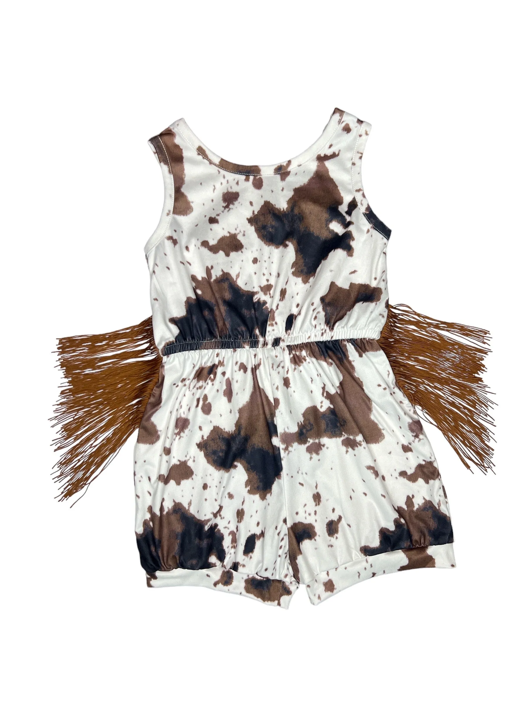 Cowprint Fringe Romper Kids (6-7)