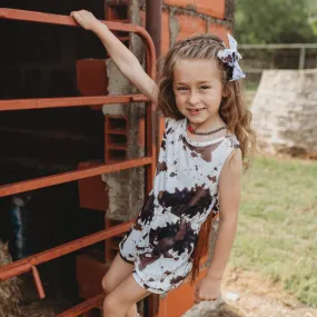 Cowprint Fringe Romper Kids (6-7)