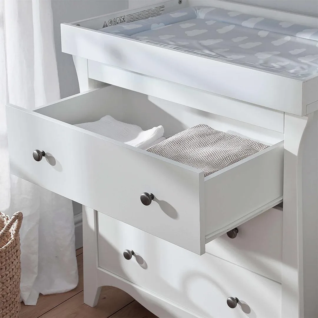 CuddleCo Clara 3 Piece Set 3-Drawer Dresser Cot Bed   Wardrobe  - White