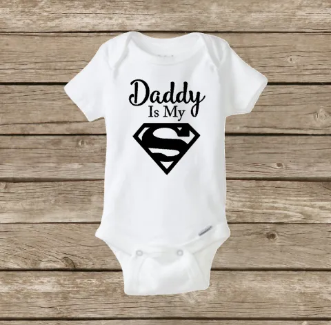 Daddy Is My Superhero Superman Baby Onesie, Baby Shower, Father’s Day