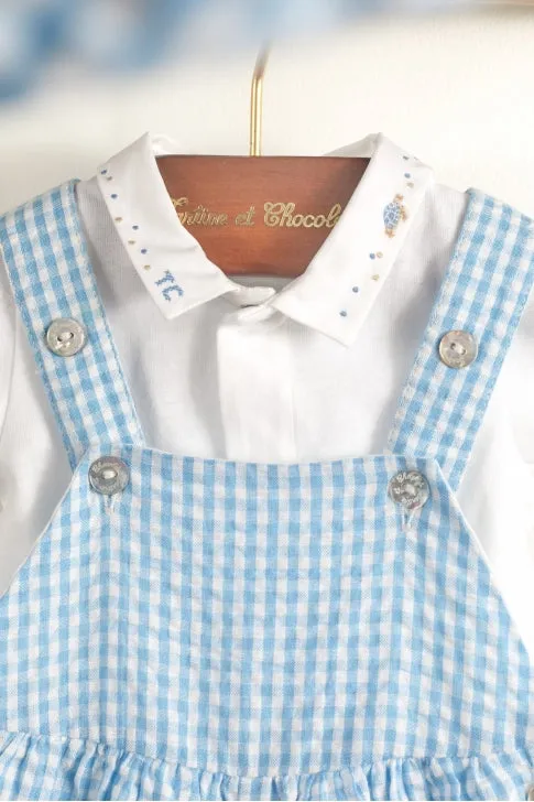 Dungarees - Horizon blue gingham cotton