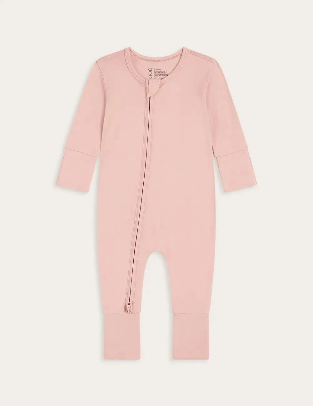 Dusty Pink Baby Long Sleeve Bamboo Romper