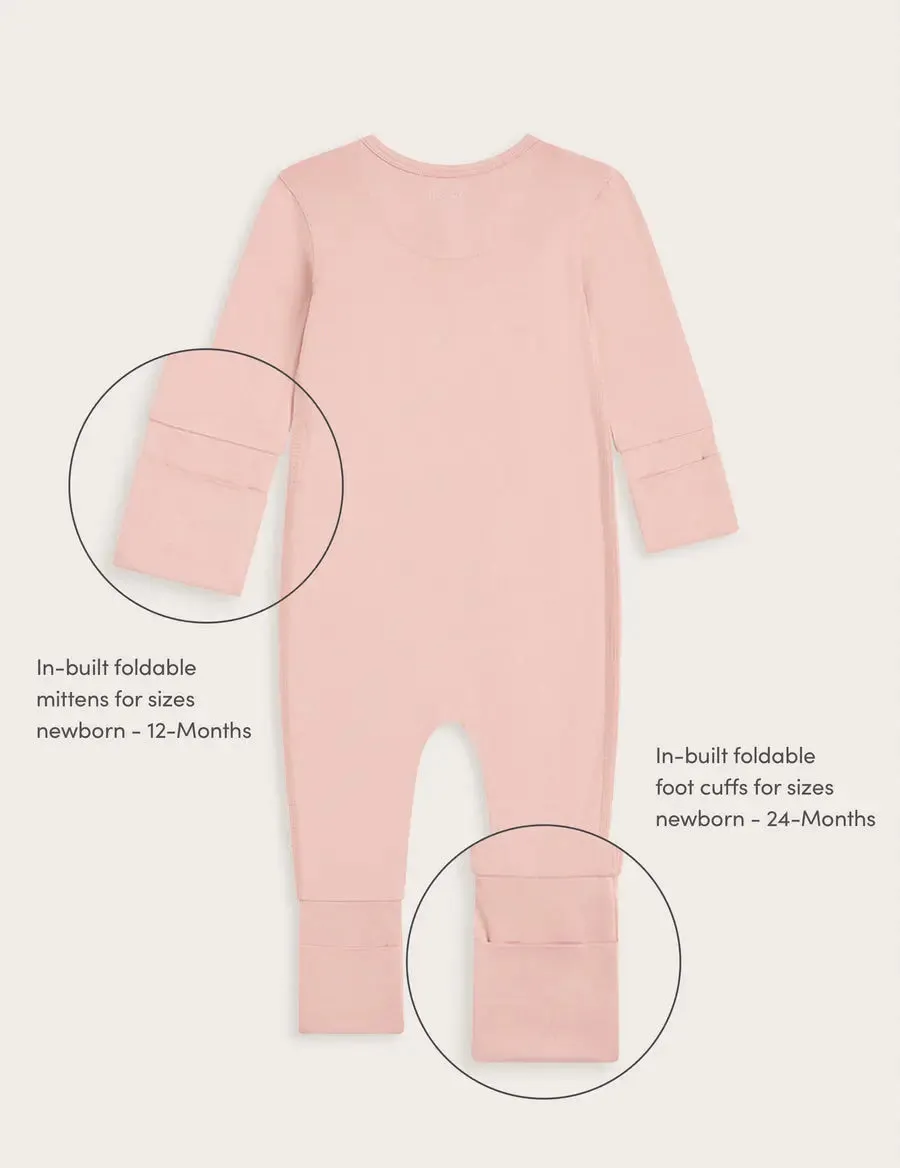 Dusty Pink Baby Long Sleeve Bamboo Romper