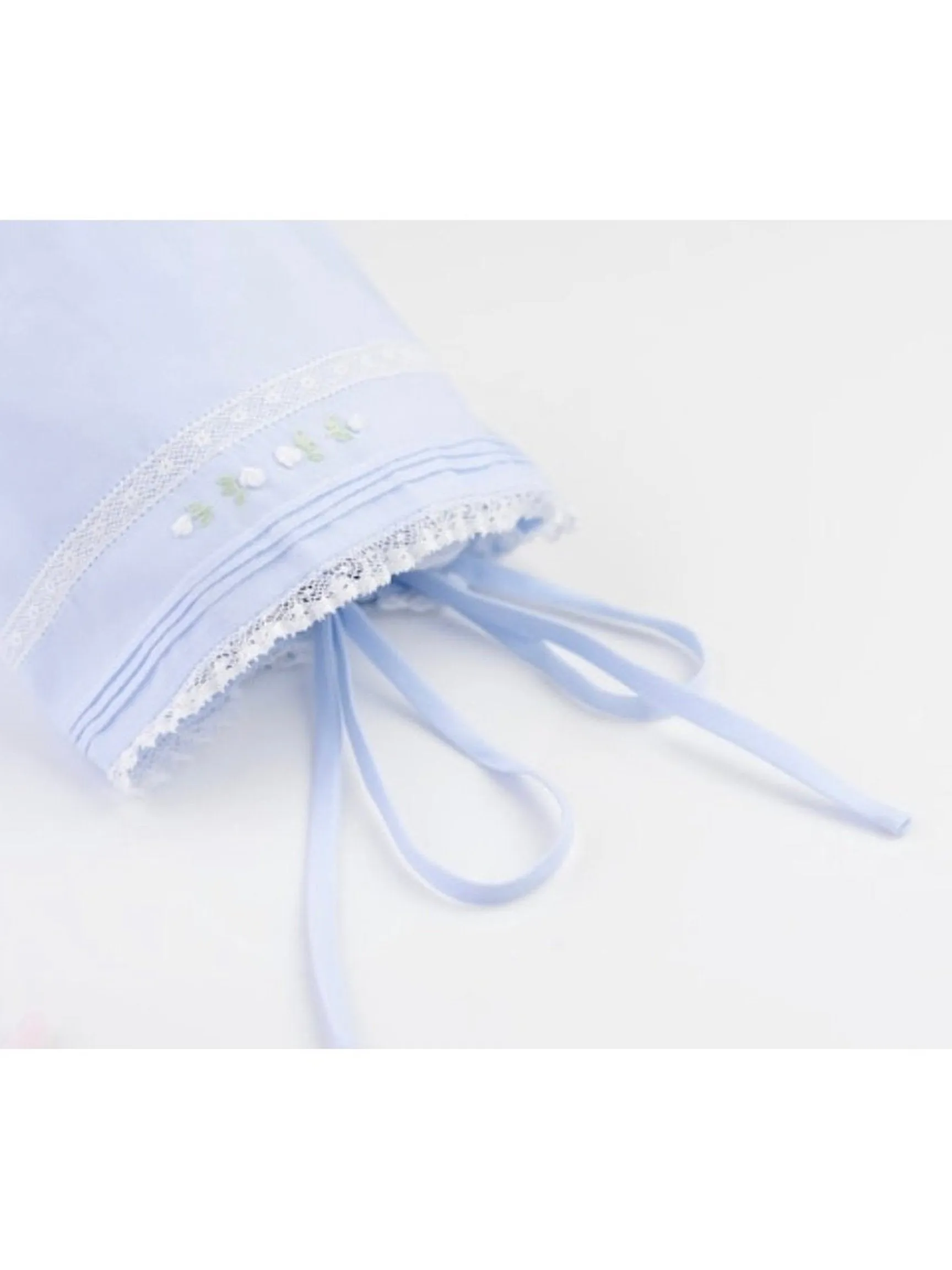 Floral Bullion & Lace Bonnet, Baby Blue
