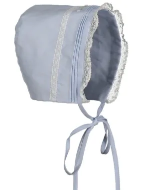 Floral Bullion & Lace Bonnet, Baby Blue