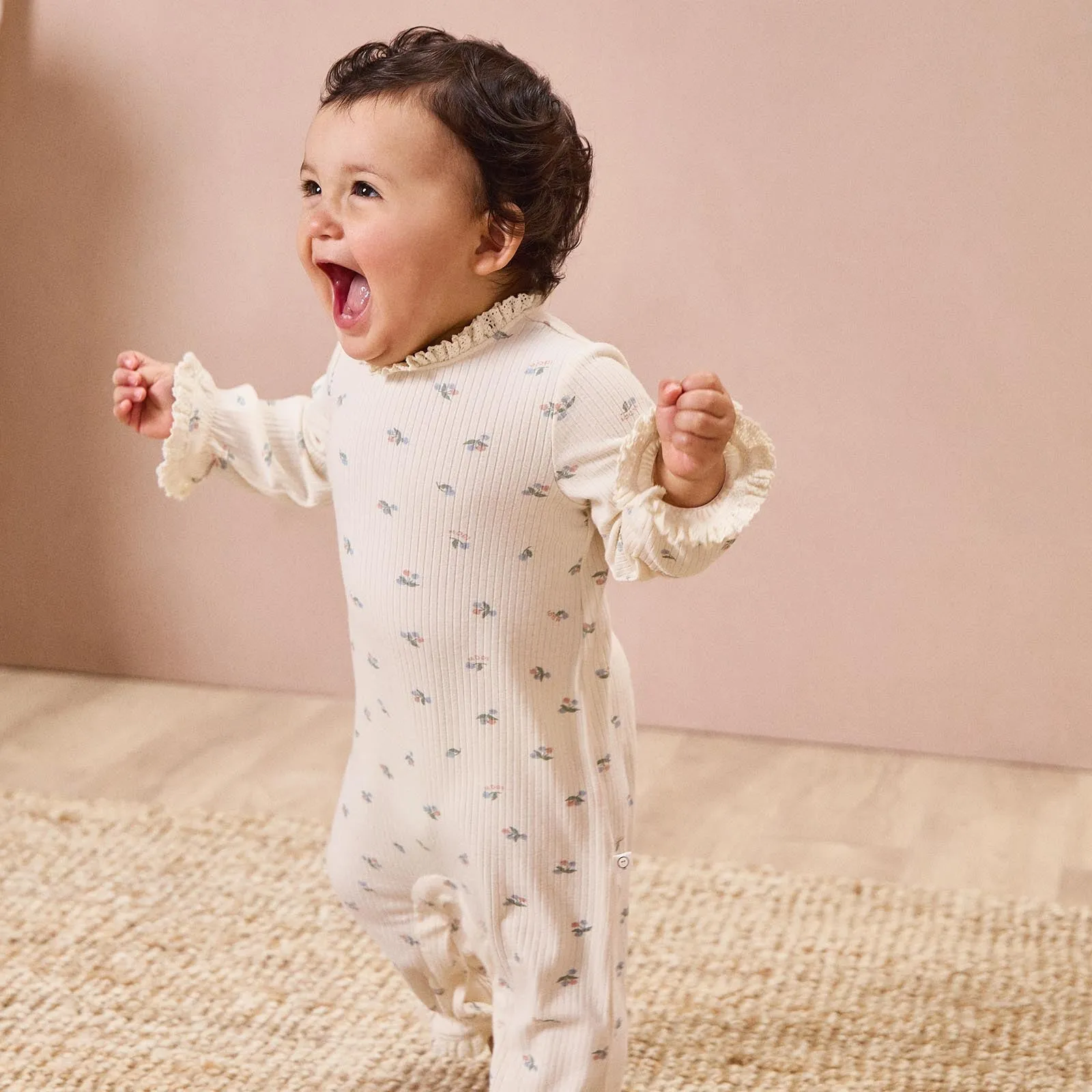 Floral Ribbed & Waffle Clever Zip Sleepsuit 2 Pack