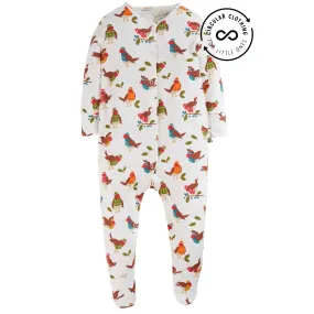 Frugi Lovely Sleepsuit White Robins Bga306