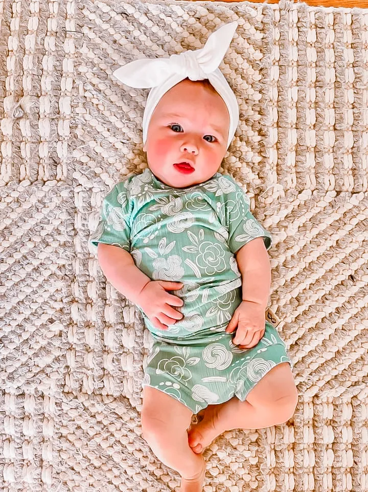 Geo Flowers Seafoam Ribbed Summer Lounge Set