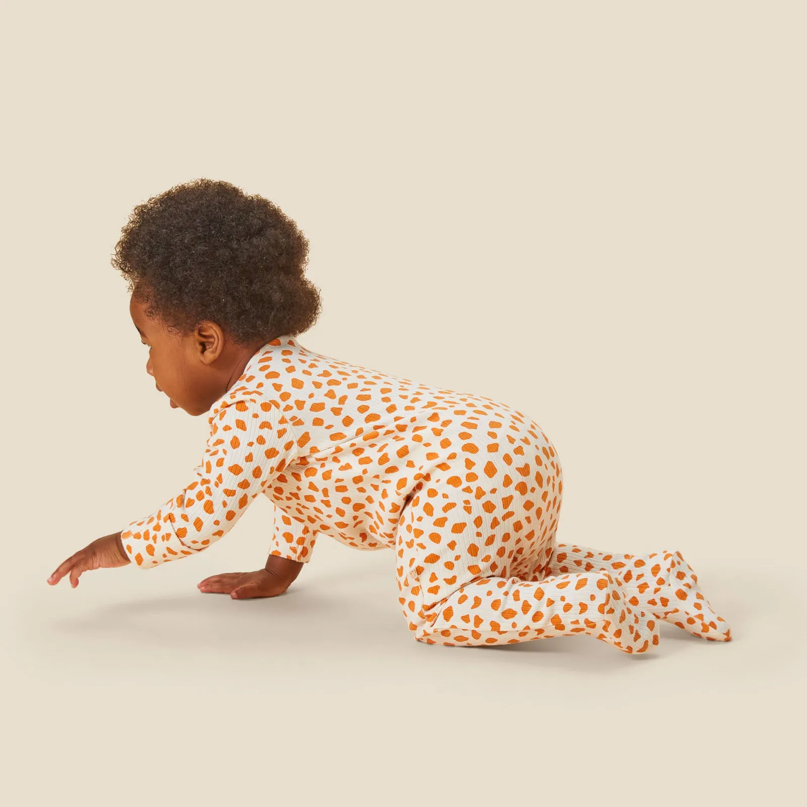 Giraffe Spot Ribbed Clever Zip Sleepsuit