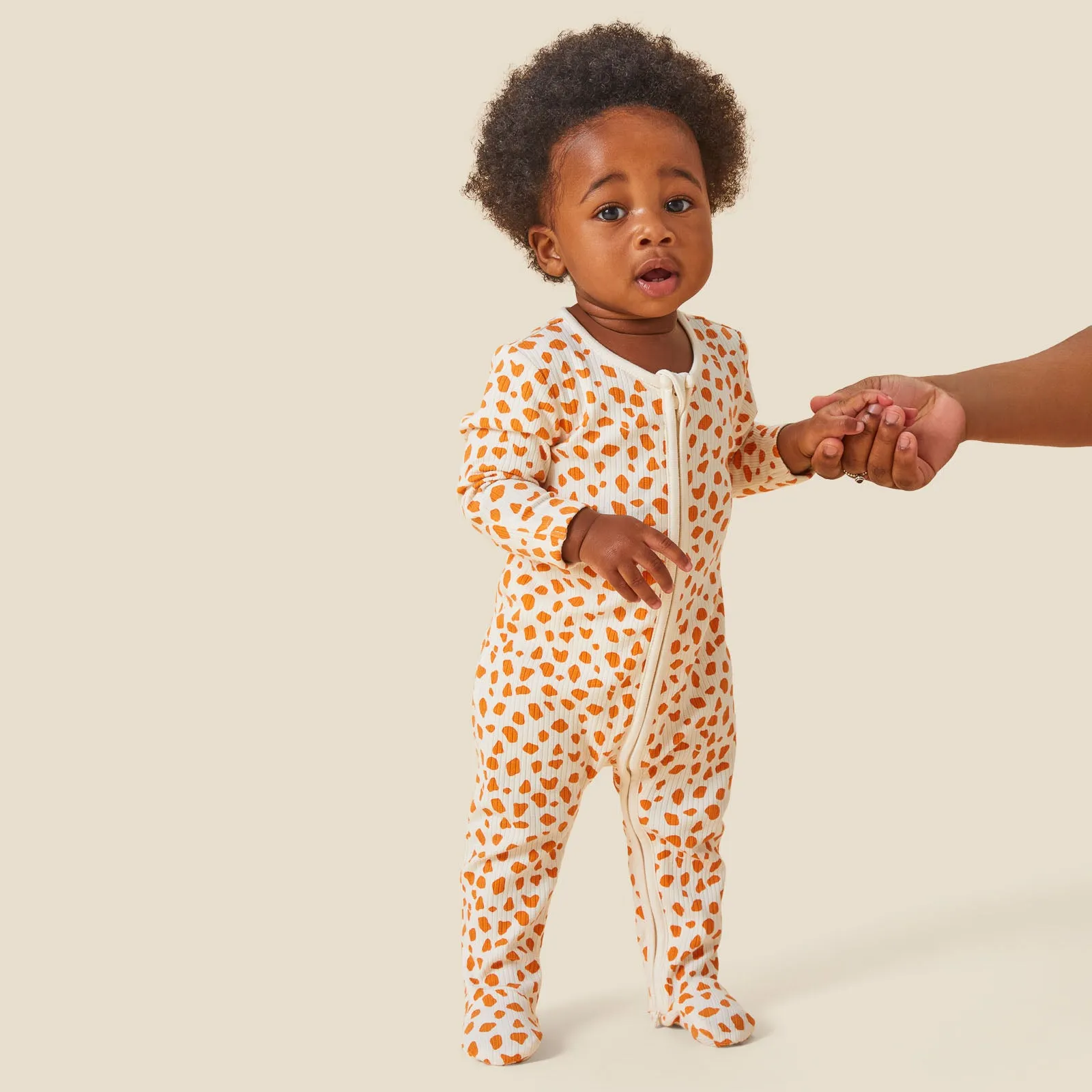 Giraffe Spot Ribbed Clever Zip Sleepsuit