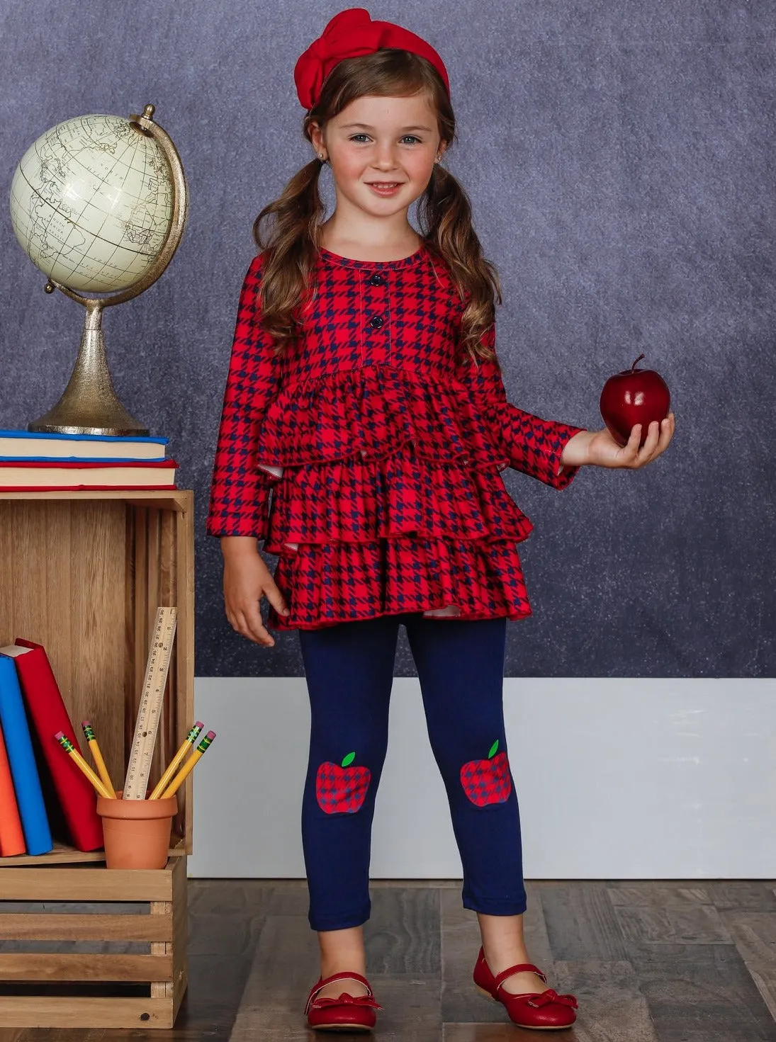 Girl With Class Houndstooth Patched Legging Set