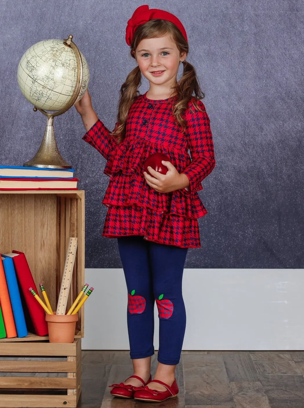 Girl With Class Houndstooth Patched Legging Set