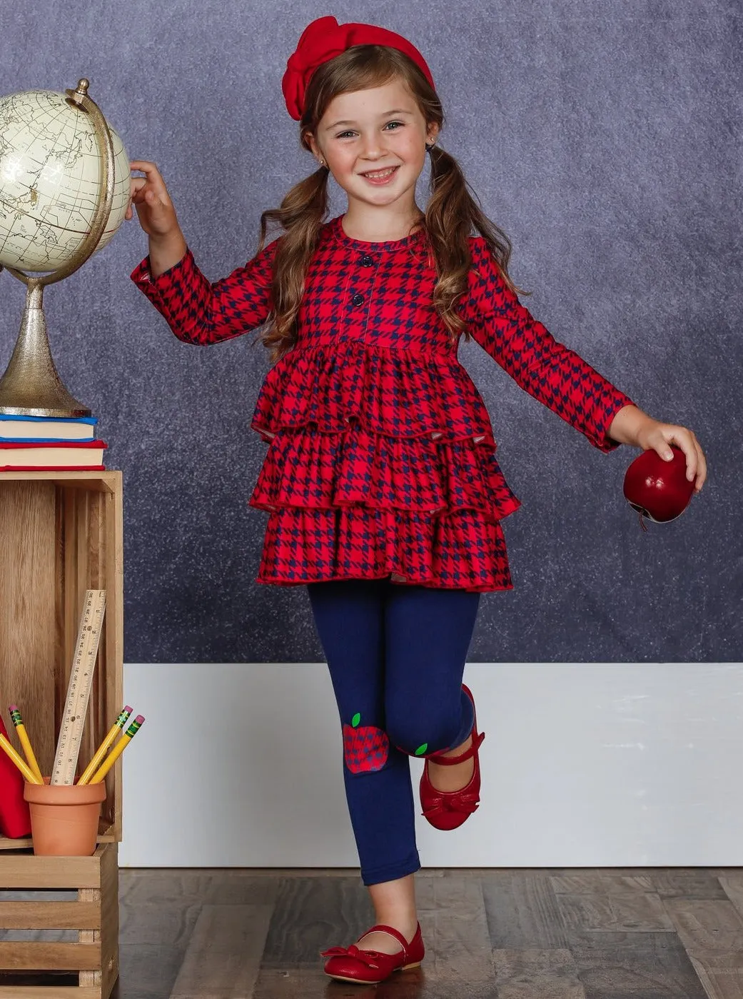 Girl With Class Houndstooth Patched Legging Set