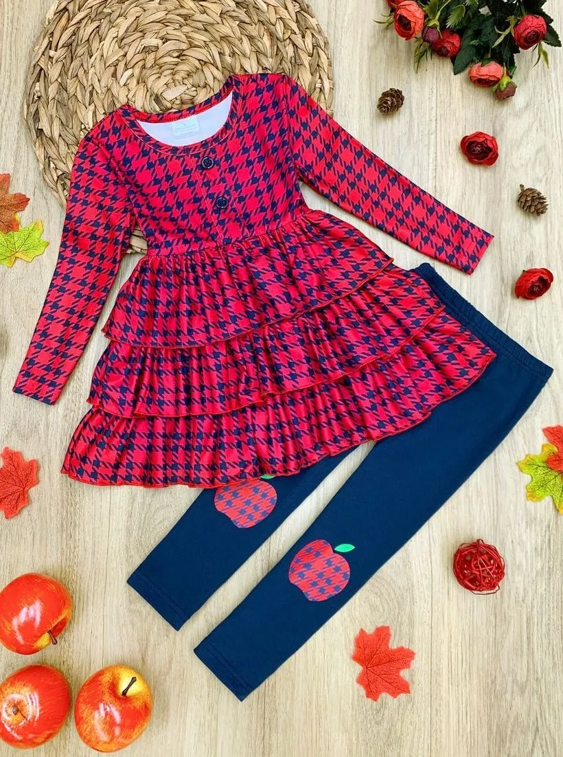 Girl With Class Houndstooth Patched Legging Set