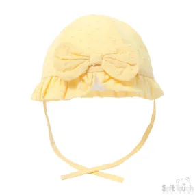 Girls Cotton Dotty Blue Summer Hat W/Bow (0-12Months)-H44-LEM