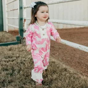 Grazing Horses Long Sleeve Romper Baby (0M-2T)