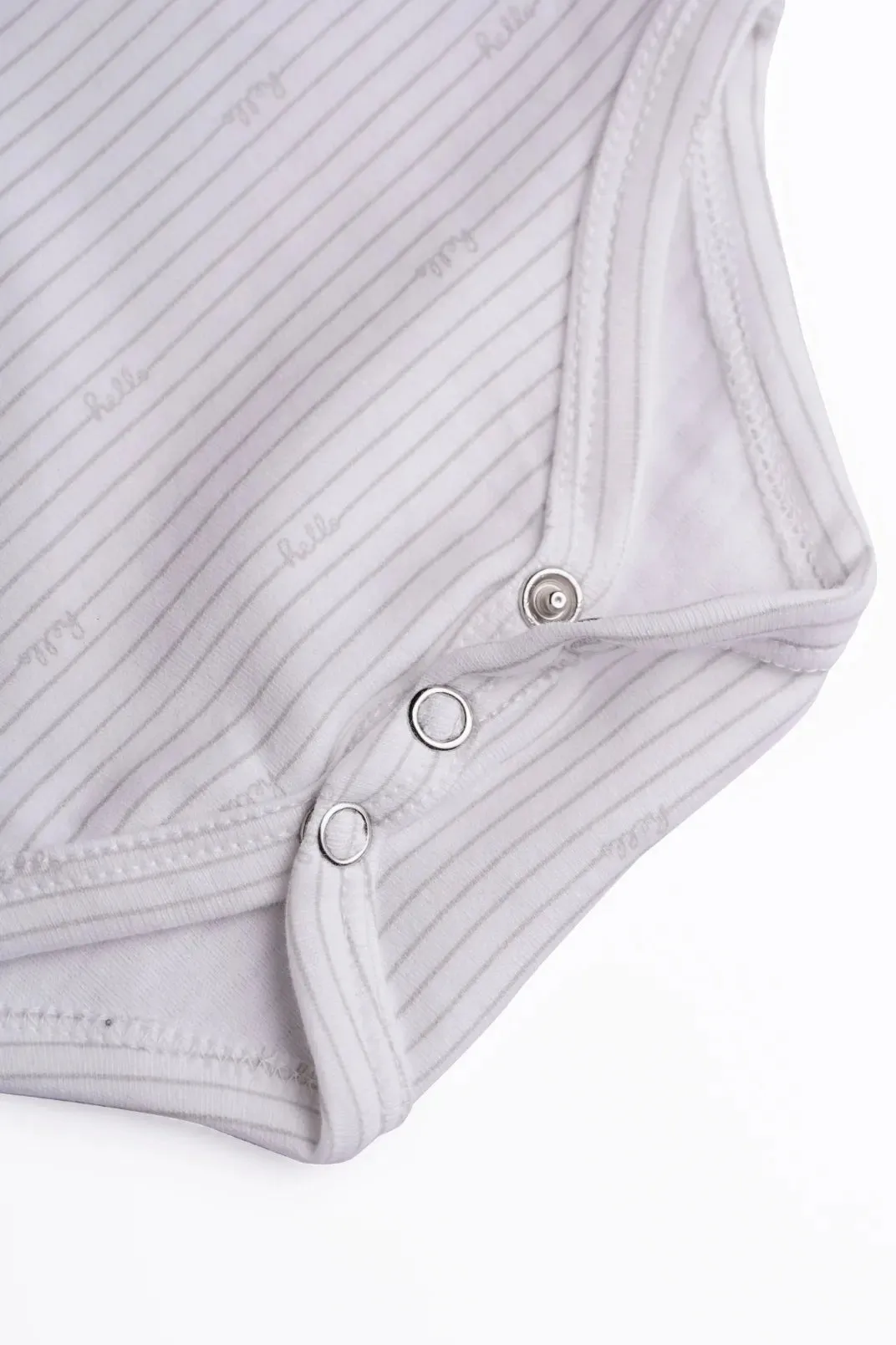 Half sleeve stripes pattern in white bodysuit for baby