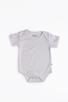Half sleeve stripes pattern in white bodysuit for baby