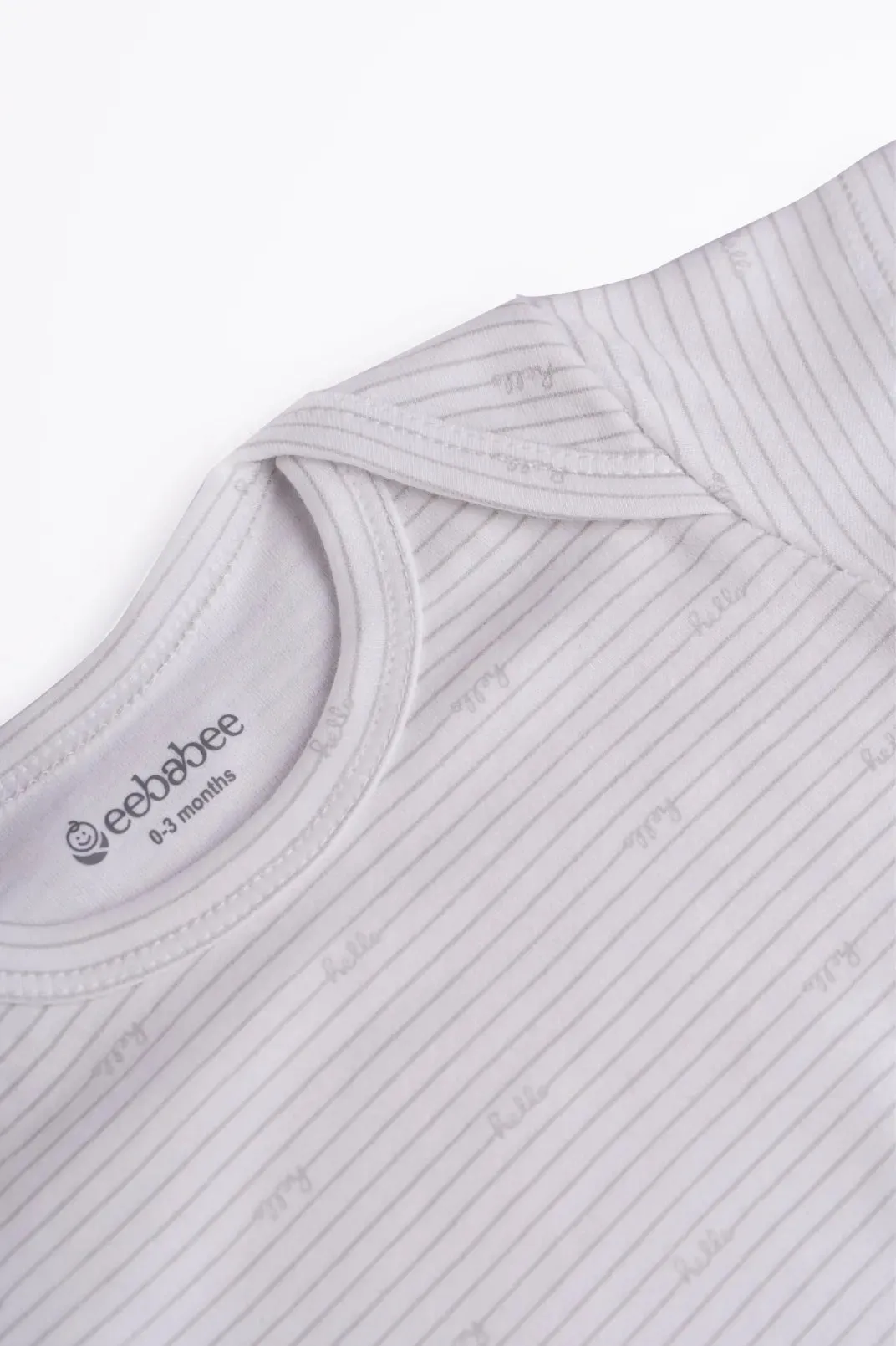 Half sleeve stripes pattern in white bodysuit for baby