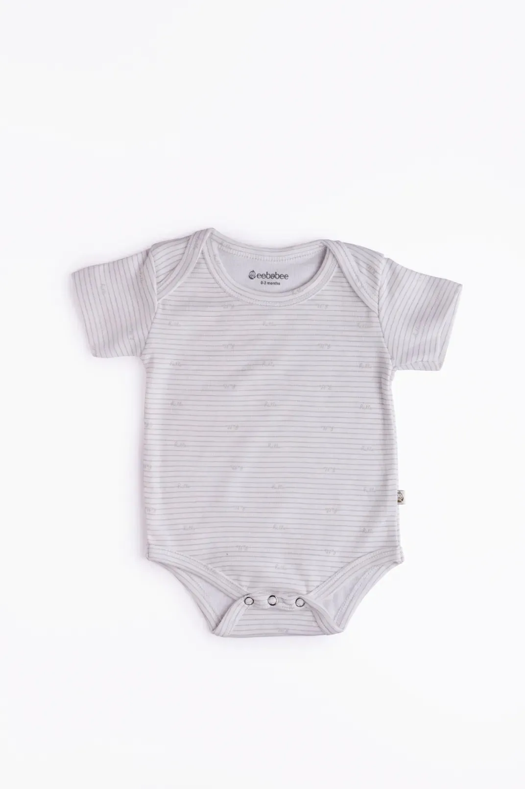 Half sleeve stripes pattern in white bodysuit for baby