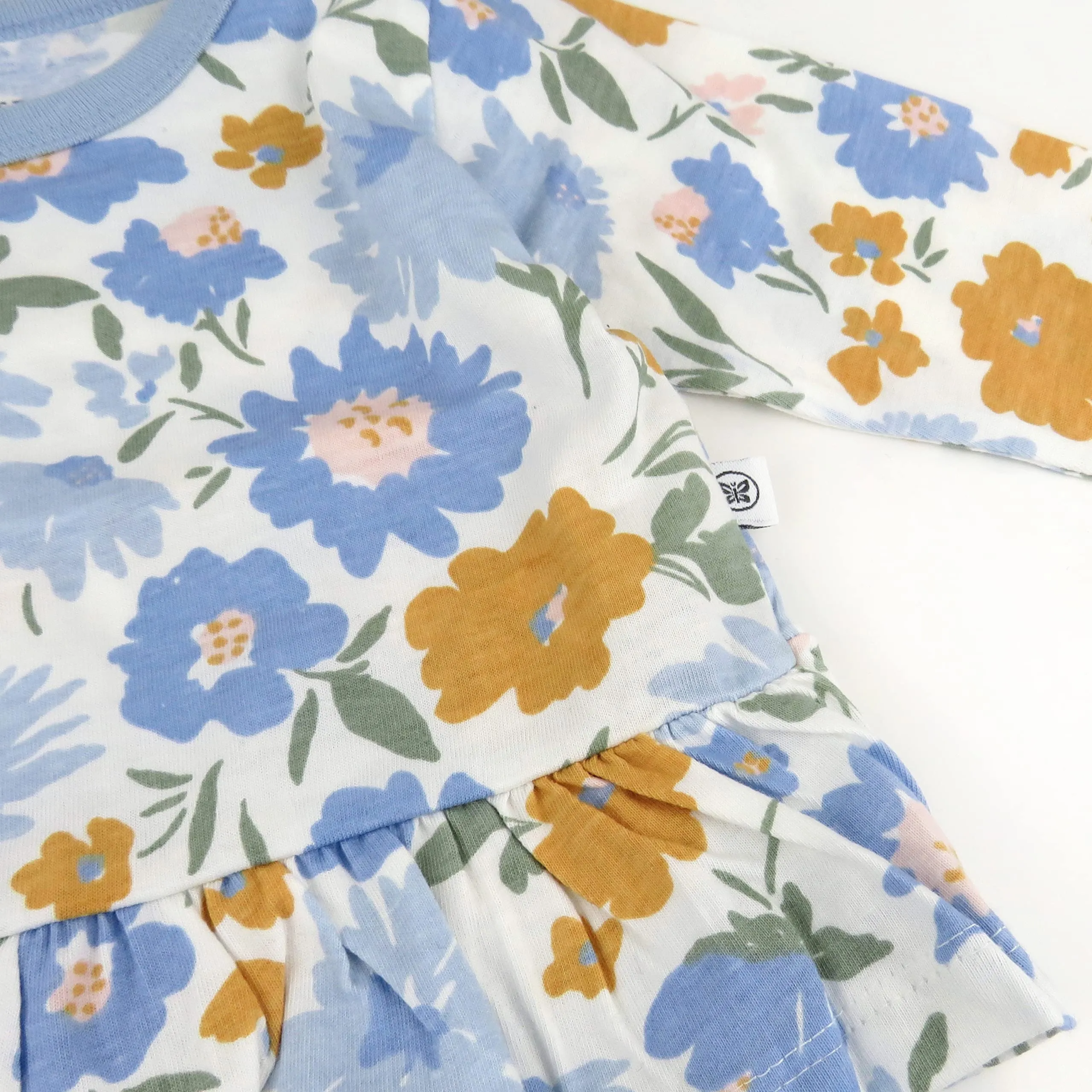HonestBaby Multipack Gift Sets Mix Match Outfits 100% Organic Cotton for Newborn Infant Baby Boys, Girls, Unisex (Legacy), 4-Piece Painterly Floral Blue, 6-9 Months