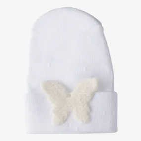 Hospital Hat With Fuzzy Decal - Ivory Butterfly