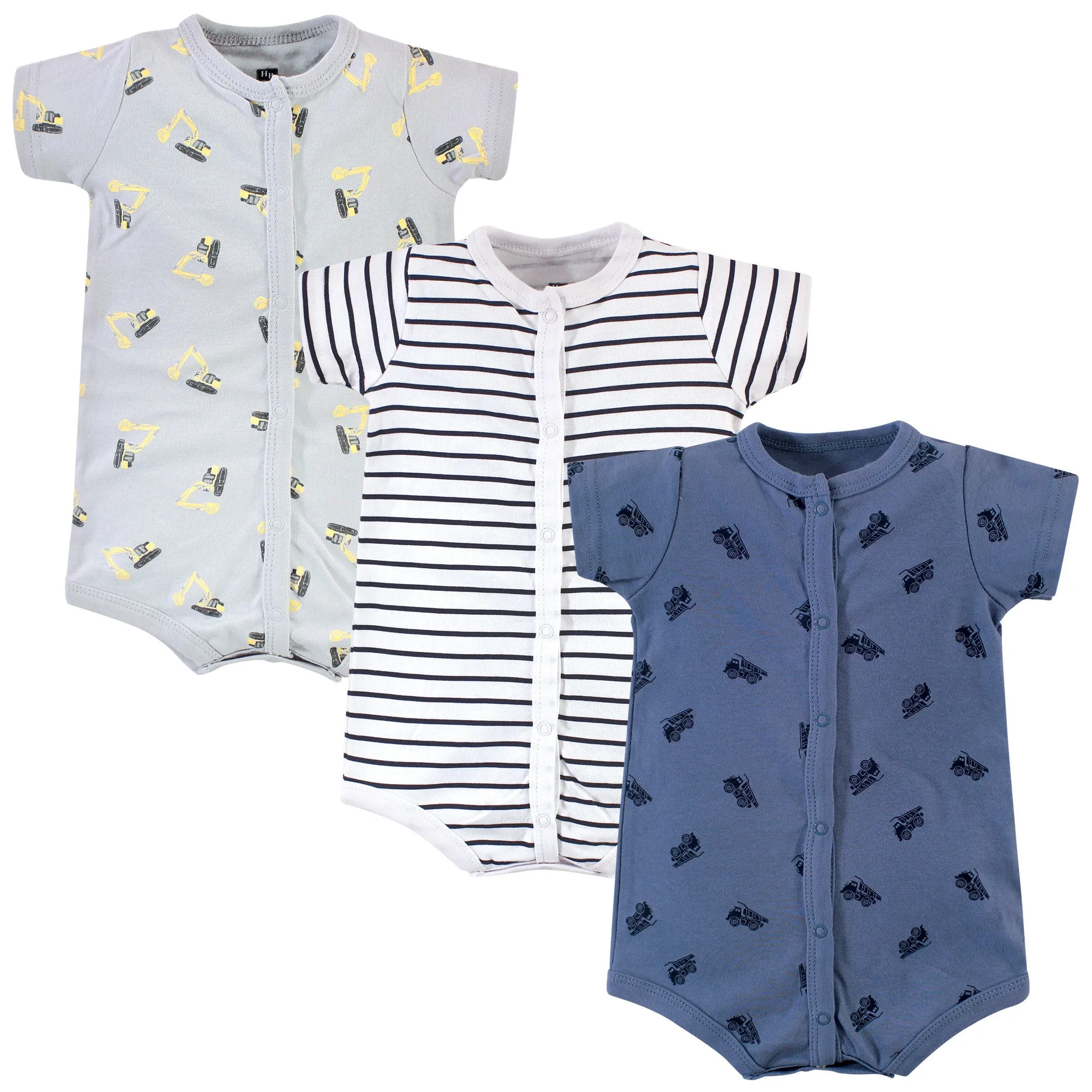 Hudson Baby Cotton Rompers, Dump Truck