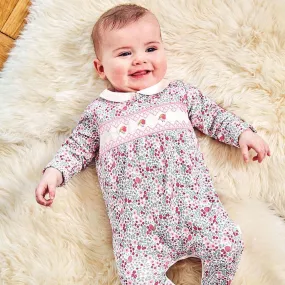 Jojo Maman Bebe - Pretty Robin Smocked Baby Footie