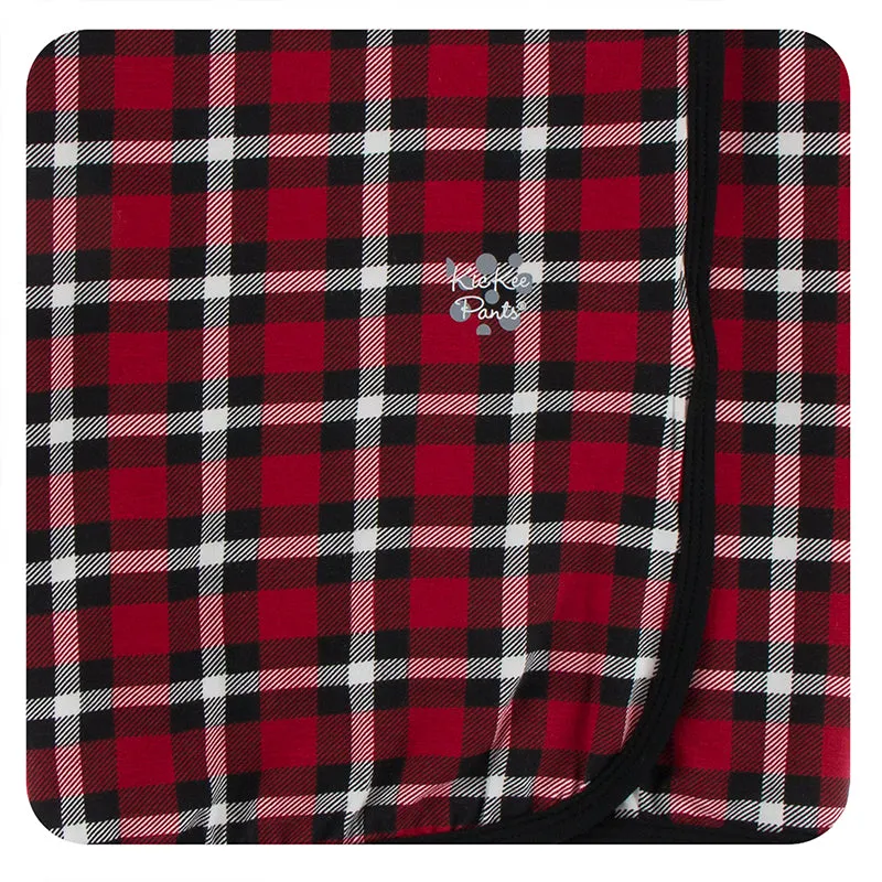 KICKEE PANTS SWADDLING BLANKET CRIMSON 2020 HOLIDAY PLAID