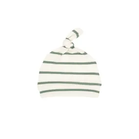 Knotted Hat - Rib Oil Green & Sugar Swizzle Stripe