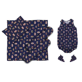 Layette Set with Baby Bodysuit & Booties <br> Baseball <br> <span style="font-size: 11px; font-family:Helvetica,Arial,sans-serif;">Can Be Personalised</span>