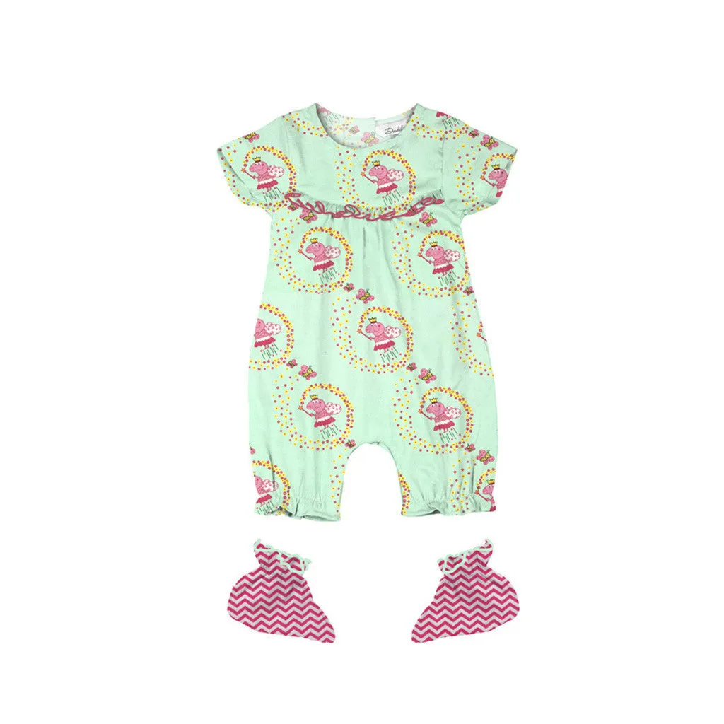 Layette Set with Short-Legged Romper & Booties <br> Oink Pink-Princess <br> <span style="font-size: 11px; font-family:Helvetica,Arial,sans-serif;">Can Be Personalised</span>