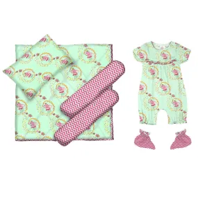 Layette Set with Short-Legged Romper & Booties <br> Oink Pink-Princess <br> <span style="font-size: 11px; font-family:Helvetica,Arial,sans-serif;">Can Be Personalised</span>